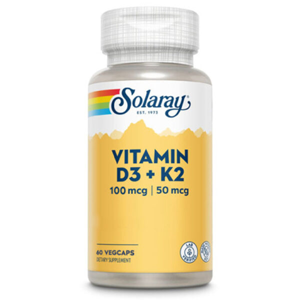 VITAMINA D3 K 2  60 vegacaps. (Solaray) 4000Ul/50 mg. 